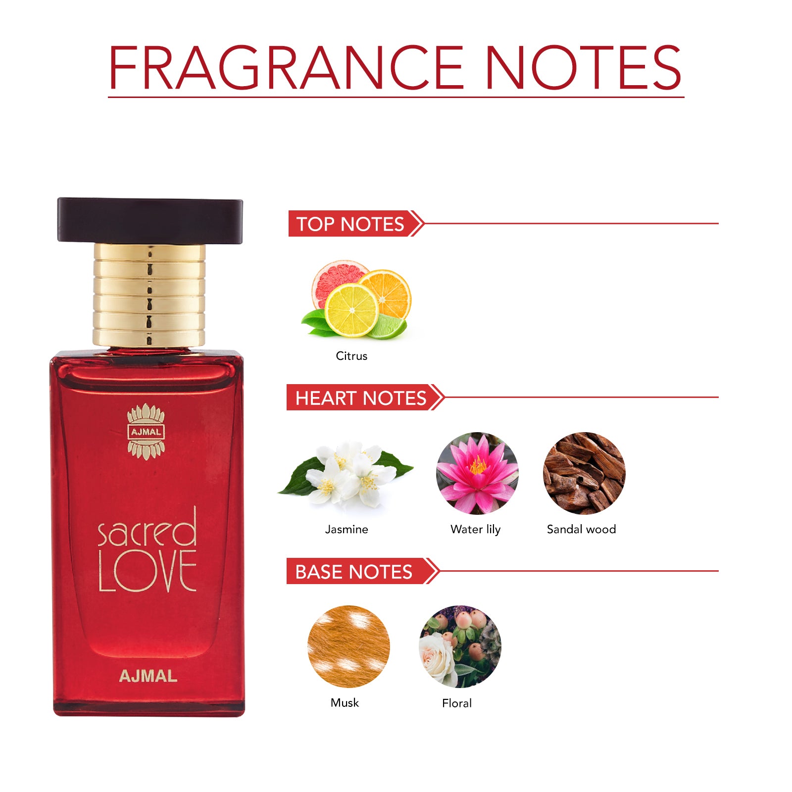 Ajmal Sacred Love Concentrated Floral Perfume Free From Alcohol 10ml for women